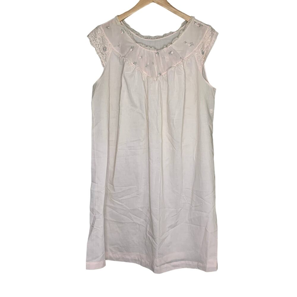 Vintage Sears Pajamas Night Gown 80s 70s Cottage Core Garden Retro Large